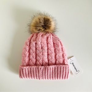 ✨ #Pink Cable-knit Plush Beanie ✨